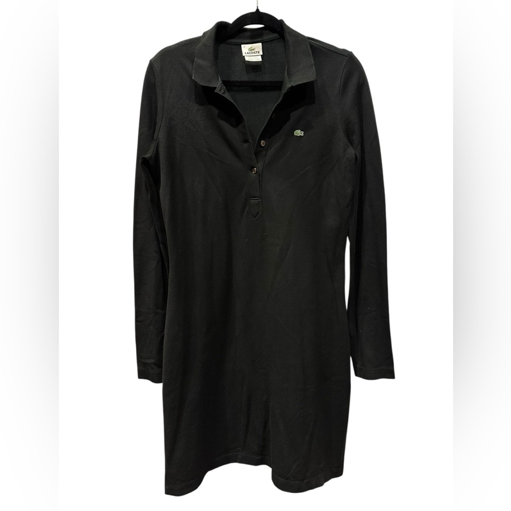 Lacoste Black Cotton Blend Garment shirt dress size 42/12